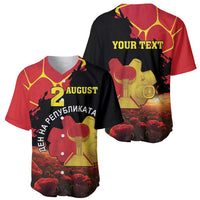 Personalized Macedonia Republic Day Baseball Jersey Ilinden Monument Red Poppy - Wonder Print Shop