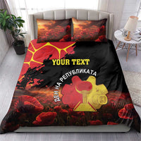 Personalized Macedonia Republic Day Bedding Set Ilinden Monument Red Poppy - Wonder Print Shop