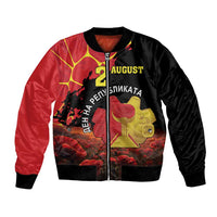 Personalized Macedonia Republic Day Bomber Jacket Ilinden Monument Red Poppy - Wonder Print Shop