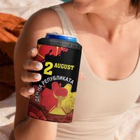 Personalized Macedonia Republic Day 4 in 1 Can Cooler Tumbler Ilinden Monument Red Poppy - Wonder Print Shop