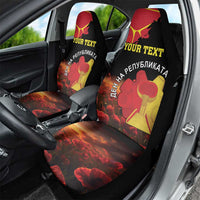 Personalized Macedonia Republic Day Car Seat Cover Ilinden Monument Red Poppy - Wonder Print Shop