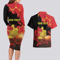 Personalized Macedonia Republic Day Couples Matching Long Sleeve Bodycon Dress and Hawaiian Shirt Ilinden Monument Red Poppy - Wonder Print Shop