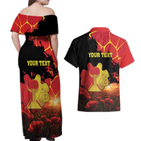 Personalized Macedonia Republic Day Couples Matching Off Shoulder Maxi Dress and Hawaiian Shirt Ilinden Monument Red Poppy - Wonder Print Shop