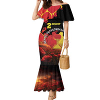 Personalized Macedonia Republic Day Family Matching Mermaid Dress and Hawaiian Shirt Ilinden Monument Red Poppy - Wonder Print Shop