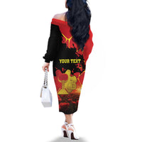 Personalized Macedonia Republic Day Family Matching Off The Shoulder Long Sleeve Dress and Hawaiian Shirt Ilinden Monument Red Poppy - Wonder Print Shop