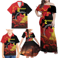 Personalized Macedonia Republic Day Family Matching Off Shoulder Maxi Dress and Hawaiian Shirt Ilinden Monument Red Poppy - Wonder Print Shop