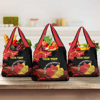 Personalized Macedonia Republic Day Grocery Bag Ilinden Monument Red Poppy - Wonder Print Shop