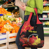 Personalized Macedonia Republic Day Grocery Bag Ilinden Monument Red Poppy - Wonder Print Shop