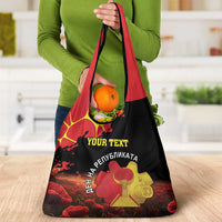 Personalized Macedonia Republic Day Grocery Bag Ilinden Monument Red Poppy - Wonder Print Shop