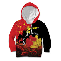 Personalized Macedonia Republic Day Kid Hoodie Ilinden Monument Red Poppy - Wonder Print Shop