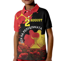 Personalized Macedonia Republic Day Kid Polo Shirt Ilinden Monument Red Poppy - Wonder Print Shop