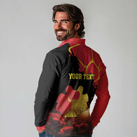 Personalized Macedonia Republic Day Long Sleeve Polo Shirt Ilinden Monument Red Poppy - Wonder Print Shop