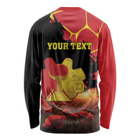 Personalized Macedonia Republic Day Long Sleeve Shirt Ilinden Monument Red Poppy - Wonder Print Shop