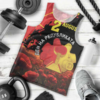 Personalized Macedonia Republic Day Men Tank Top Ilinden Monument Red Poppy - Wonder Print Shop
