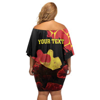 Personalized Macedonia Republic Day Off Shoulder Short Dress Ilinden Monument Red Poppy - Wonder Print Shop