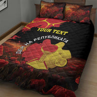 Personalized Macedonia Republic Day Quilt Bed Set Ilinden Monument Red Poppy - Wonder Print Shop
