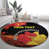 Personalized Macedonia Republic Day Round Carpet Ilinden Monument Red Poppy - Wonder Print Shop