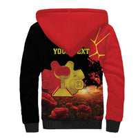 Personalized Macedonia Republic Day Sherpa Hoodie Ilinden Monument Red Poppy - Wonder Print Shop