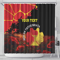 Personalized Macedonia Republic Day Shower Curtain Ilinden Monument Red Poppy - Wonder Print Shop