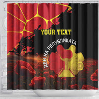 Personalized Macedonia Republic Day Shower Curtain Ilinden Monument Red Poppy - Wonder Print Shop