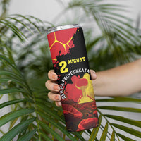 Personalized Macedonia Republic Day Skinny Tumbler Ilinden Monument Red Poppy - Wonder Print Shop