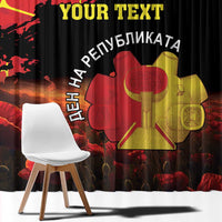 Personalized Macedonia Republic Day Window Curtain Ilinden Monument Red Poppy - Wonder Print Shop