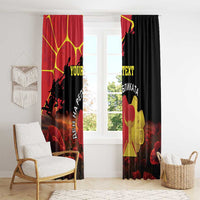 Personalized Macedonia Republic Day Window Curtain Ilinden Monument Red Poppy - Wonder Print Shop