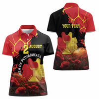Personalized Macedonia Republic Day Women Polo Shirt Ilinden Monument Red Poppy - Wonder Print Shop