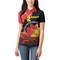 Personalized Macedonia Republic Day Women Polo Shirt Ilinden Monument Red Poppy - Wonder Print Shop