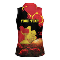 Personalized Macedonia Republic Day Women Sleeveless Polo Shirt Ilinden Monument Red Poppy - Wonder Print Shop