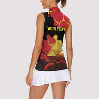 Personalized Macedonia Republic Day Women Sleeveless Polo Shirt Ilinden Monument Red Poppy - Wonder Print Shop