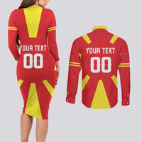 Custom Macedonia Couples Matching Long Sleeve Bodycon Dress and Long Sleeve Button Shirt Flag Style - Wonder Print Shop