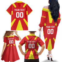 Custom Macedonia Family Matching Off The Shoulder Long Sleeve Dress and Hawaiian Shirt Flag Style - Wonder Print Shop