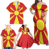 Custom Macedonia Family Matching Off Shoulder Maxi Dress and Hawaiian Shirt Flag Style - Wonder Print Shop