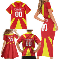 Custom Macedonia Family Matching Short Sleeve Bodycon Dress and Hawaiian Shirt Flag Style - Wonder Print Shop