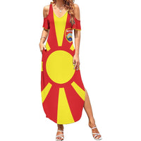 Custom Macedonia Family Matching Summer Maxi Dress and Hawaiian Shirt Flag Style - Wonder Print Shop