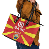 Custom Macedonia Leather Tote Bag Flag Style - Wonder Print Shop