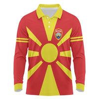 Custom Macedonia Long Sleeve Polo Shirt Flag Style - Wonder Print Shop