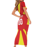 Custom Macedonia Short Sleeve Bodycon Dress Flag Style - Wonder Print Shop