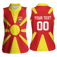 Custom Macedonia Women Sleeveless Polo Shirt Flag Style - Wonder Print Shop
