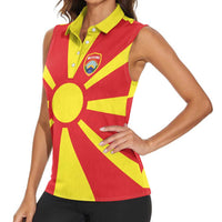 Custom Macedonia Women Sleeveless Polo Shirt Flag Style - Wonder Print Shop