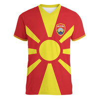 Custom Macedonia Women V-Neck T-Shirt Flag Style - Wonder Print Shop