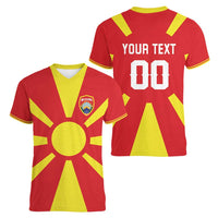 Custom Macedonia Women V-Neck T-Shirt Flag Style - Wonder Print Shop