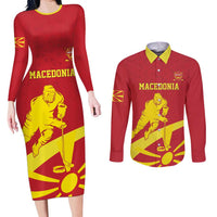 Macedonia Ice Hockey Custom Couples Matching Long Sleeve Bodycon Dress and Long Sleeve Button Shirt Go Champion - Wonder Print Shop