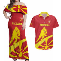 Macedonia Ice Hockey Custom Couples Matching Off Shoulder Maxi Dress and Hawaiian Shirt Go Champion - Wonder Print Shop