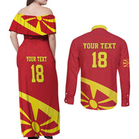 Macedonia Ice Hockey Custom Couples Matching Off Shoulder Maxi Dress and Long Sleeve Button Shirt Go Champion - Wonder Print Shop