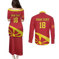 Macedonia Ice Hockey Custom Couples Matching Puletasi and Long Sleeve Button Shirt Go Champion - Wonder Print Shop