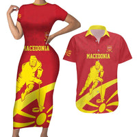 Macedonia Ice Hockey Custom Couples Matching Short Sleeve Bodycon Dress and Hawaiian Shirt Go Champion - Wonder Print Shop