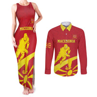Macedonia Ice Hockey Custom Couples Matching Tank Maxi Dress and Long Sleeve Button Shirt Go Champion - Wonder Print Shop