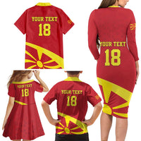 Macedonia Ice Hockey Custom Family Matching Long Sleeve Bodycon Dress and Hawaiian Shirt Go Champion - Wonder Print Shop